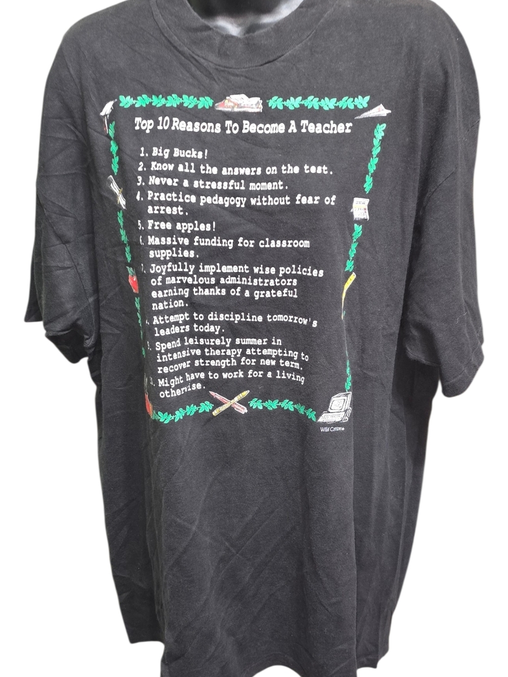 Vintage Teacher Humor T Shirt Top 10 Reasons Funny Hanes USA Single Stitch XL